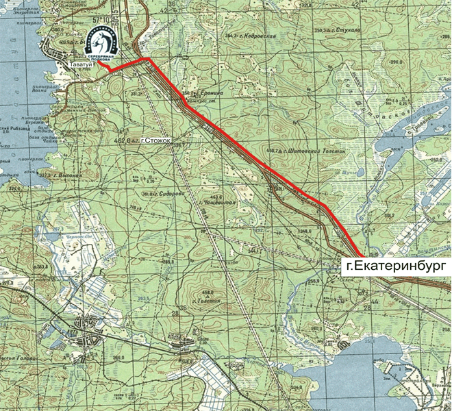Схема проезда от Екатеринбурга до Серебряной подковы